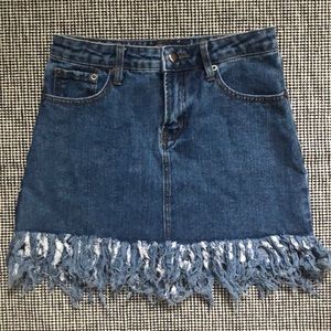 Distressed jeans skirt